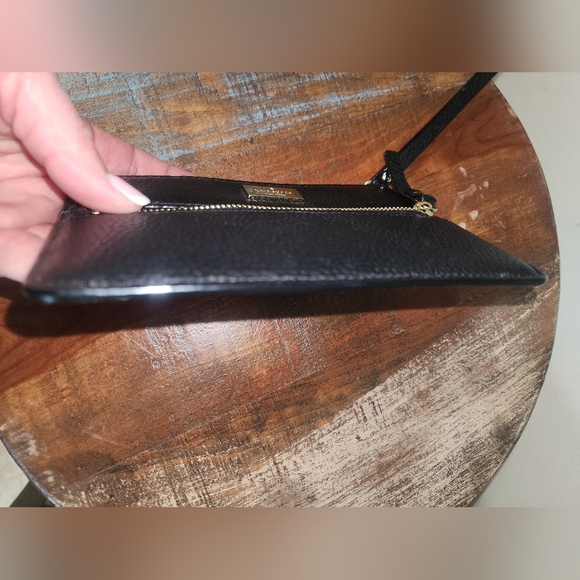 Kate Spade New York Black Leather Flat Wristlet Wallet Coint Pouch Purse Card - Picture 3 of 5